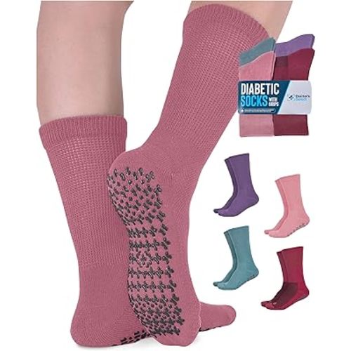 Diabetic Socks for Women and Men - 4 Pairs Non Binding & Non Slip Socks