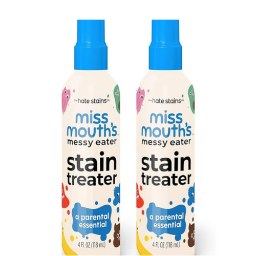 Miss Mouth's Messy Eater Stain Treater Spray - 4oz 2 Pack Stain Remover - Newborn & Baby Essentials - No Dry Cleaning Food, Grease, Coffee Off Laundry, Underwear, Fabric