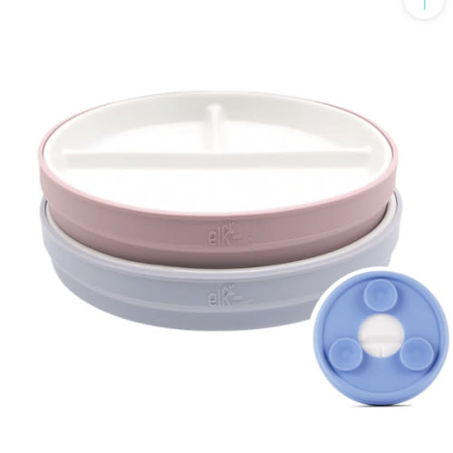 6.7"/16cm Porcelain White Divided Plates with Silicone Suction Sleeves