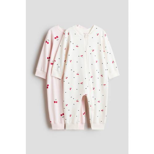 2-PACK COTTON PAJAMA JUMPSUITS WITH ZIPPER