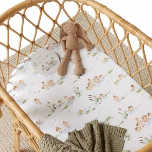 Duck Pond Organic Fitted Bassinet Sheet & Change Pad Cover | Snuggle Hunny