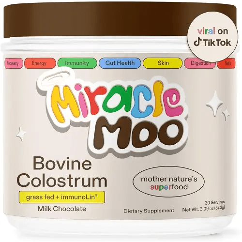 Colostrum Supplement for Gut Health, Hair Growth, Beauty and Immune Support - Easy to Mix Grass Fed Bovine Powder - Highest IgG Plus ImmunoLin, Chocolate 30 Servings