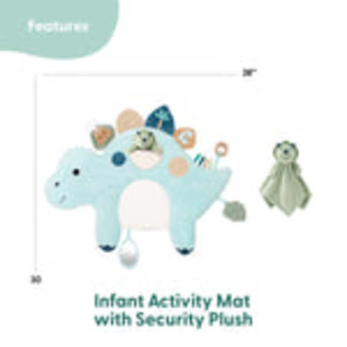 Tummy Time Mat and Baby Lovey Security Blanket - Dinosaur