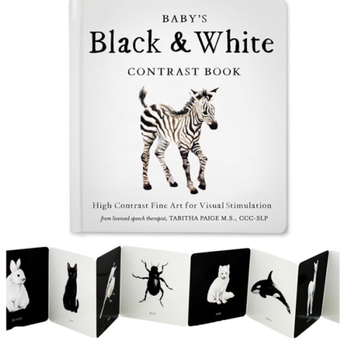 Baby's Black and White Contrast Book: High-Contrast Art for Visual Stimulation at Tummy Time (Tabitha Paige Children's Book Series)