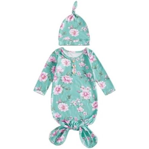 Infant Newborn Baby Girls Floral Sleep Gown Headband Sleepwear Romper Sleeping Bags Outfits