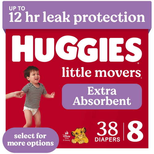Huggies Little Movers Baby Diapers, Size 8 (46+ lbs), 38 Count (Select for More)