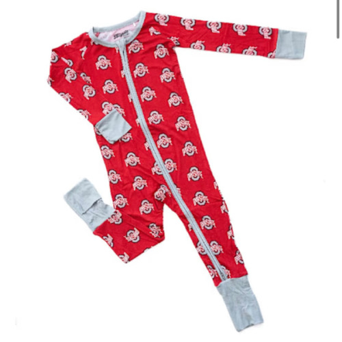 Ohio State Buckeyes Red Baby Double Zipper Romper Pajamas - 14980000