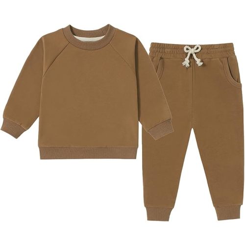 Baby Boys Sweatsuit Set Organic Cotton Toddler Boys Clothes Fall Outfits 2 Piece Top and Pants Clothing Sets