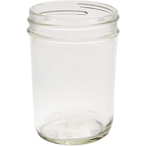 North Mountain Supply 8 Ounce Glass Regular Mouth Tapered Mason Canning Jars - No Lids - Case of 12
