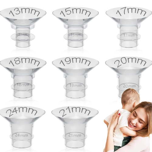 8 Pcs 18mm Breast Pump Flange Inserts Sizing Kit Compatible with 24mm Flange/Shield of Most Pumps, Insert for Breast Pump Replacement Accessories