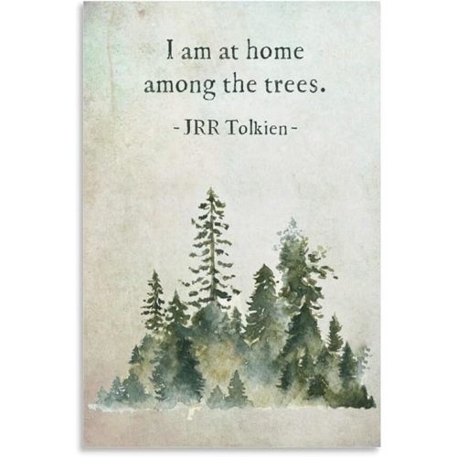 MERRYCHENG JRR Tolkien Quote Wall Art I Am at Home Among The Trees Painting On Canvas Wall Art Poster Scroll Picture Print Living Room Walls Decor Home Posters 08x12inch(20x30cm)