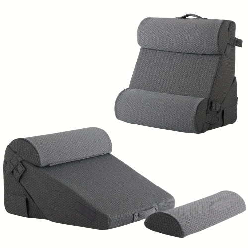 Adjustable 4pcs Bed Wedge Pillow Set, Cotton Wedge Pillow, Pillow Wedge for Sleeping, Sitting Up In Bed, Gray
