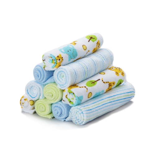 Spasilk Baby Bath Washcloths Towels, Pack of 10, Safari Animals, Terry Bathtime Essentials for Newborns and Infants