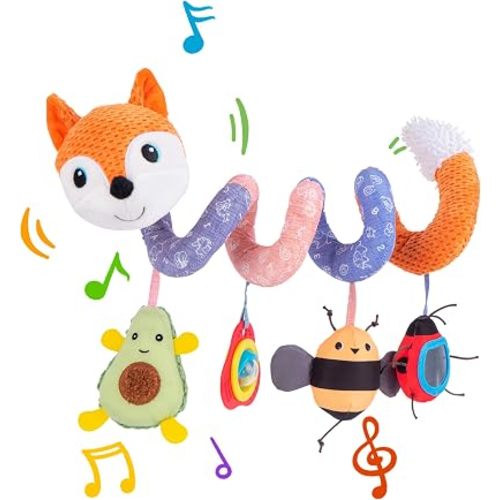 Jollybaby Crib Stroller Car Seat Spiral Hanging Toys for Baby - Orange Fox