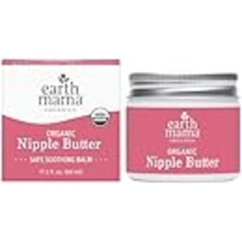 Earth Mama Organic Nipple Butter, Lanolin-Free Breastfeeding Cream, 2 fl oz | Lanolin-Free Nipple Cream for Breastfeeding, Cracked & Sore Nipples, Pump Flanges - Breastfeeding & Hospital Bag Essentials