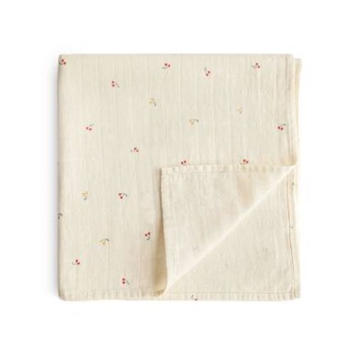Organic Cotton Muslin Swaddle Blanket Cherries One Size
