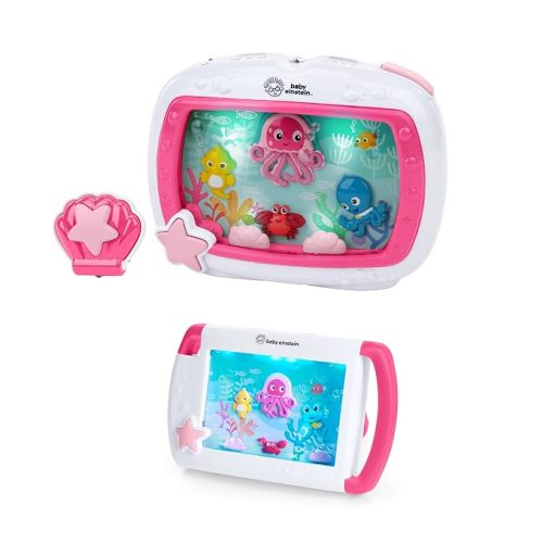 Baby Einstein 2-in-1 Sea Dreams Soother On-the-Go Gift Set, Musical Crib Toy Sound Machine and Portable Aquarium Toy, Ages Newborn and Up, Pink
