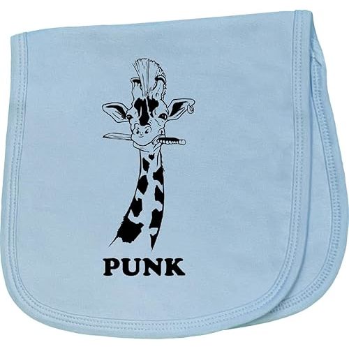 inktastic Funny Punk Giraffe with Knife and Mohawk Punk Baby Burp Cloth White 3f635