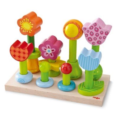 HABA Flower Garden Wooden Sorting & Shape Sorter Game: Montessori Toys for 2 Year Old, Fine Motor Stacking Toys for Toddlers 1-3, Made in Germany