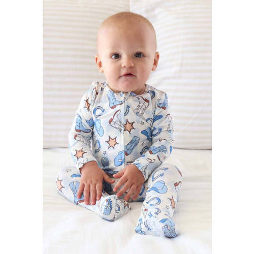 Rodeo Dreams Zipper Footie | Blue