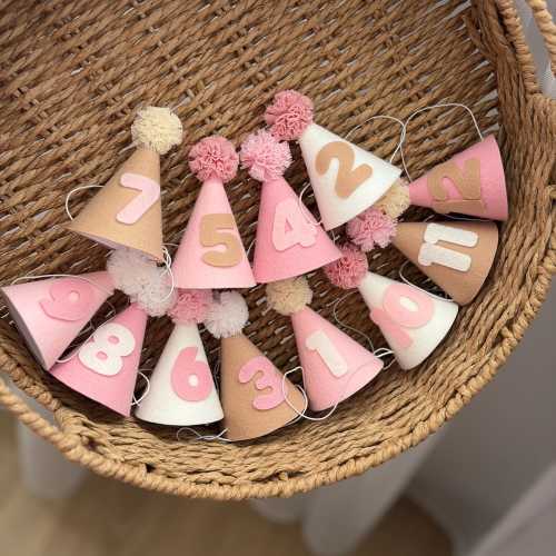 Baby Milestone Hat Set, 12 Monthly Felt Hats, First Year Baby Photo Props, Monthly Milestone Keepsake