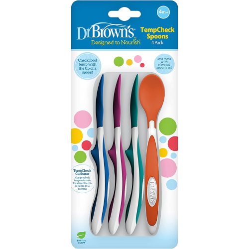 Dr. Brown's Designed to Nourish TempCheck Spoons, 4-Pack, Blue