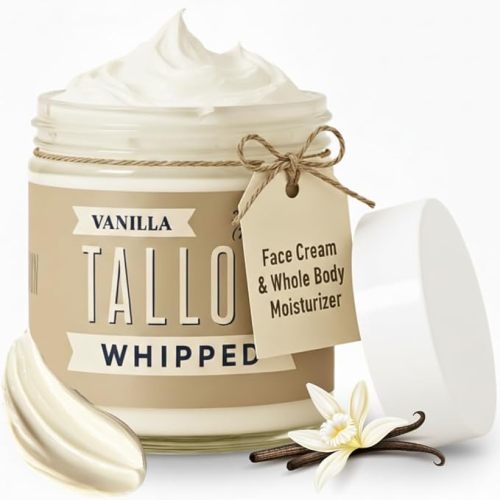 Whipped Tallow 9oz - All Natural Face Cream + Whole Body Moisturizer for Dry Skin - Made With Scented Oil Blend - No Preservatives, Parabens or Seed Oils - USA Made (Vanilla)