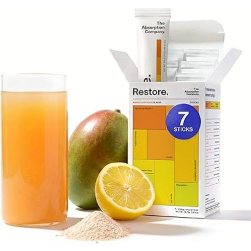 The Absorption Company Electrolyte Powder Packets - Workout Recovery & Hydration Drink Mix with Liposomal Glutathione, Vitamin C & Methylated B Vitamins - Mango Lemonade (7 Sticks)