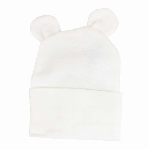 Kidcentral Essentials Newborn Hat - White Ears