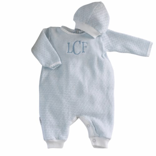 Paty Baby Boys Blue Pajama Sleeper Personalized Coming Home Outfit - Hiccups Children's Boutique