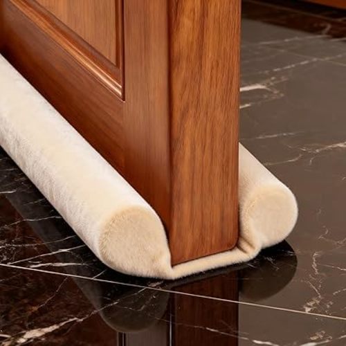 GDHOMM Door Draft Stopper, Weather Stripping Door Seal Adjustable 30"-36" Bottom Gap Filler, Blocks Noise, Cold Air & Light, White