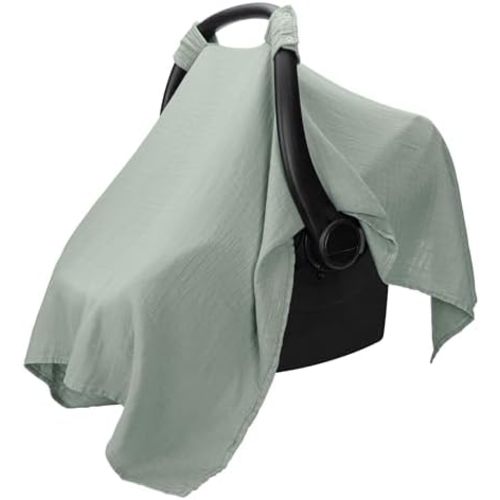 Comfy Cubs Baby Car Seat Cover - Muslin Cotton Baby Seat Cover Fern