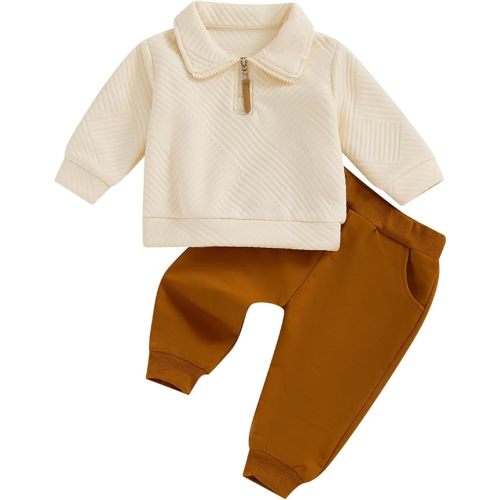 Giraropa Toddler Baby Boy Clothes Bear Embroidery Sweater Sweatshirt Long Sleeve Sweatsuit 2Pcs Pant Set Fall Winter Outfits