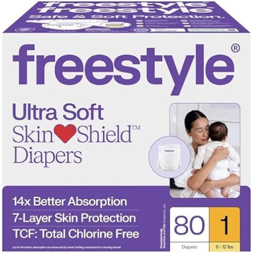 Free~Style Hyper Absorbent Ultra Soft TCF Premium Diapers, Size 1, 80 Count