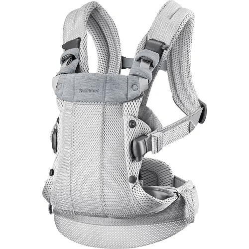 BabyBjörn Baby Carrier Harmony, Silver, 3D Mesh | 3-in-1 Ergonomic Baby Carrier; Newborn, Facing-In, Outward-Facing, and Back Carrying Positions Supported (7-40 lbs), Newborn to Toddler
