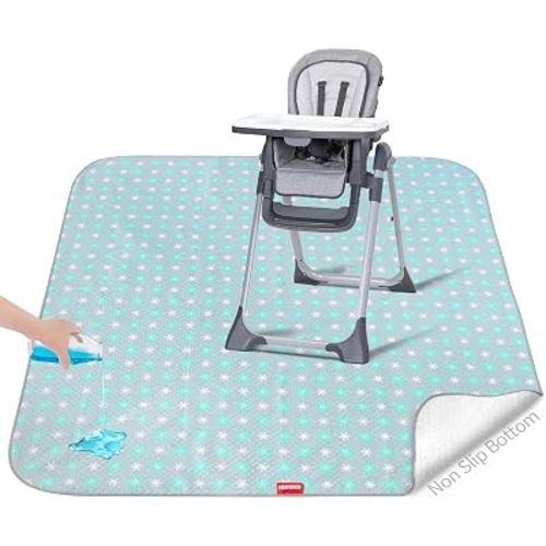 Splat Mat for Under High Chair Mat, 42x46 Inch, Mealtime Baby Splat Mat for Art/Crafts/Playtime, Waterproof Splash Mat, Machine Washable Portable Picnic Floor Mat Baby Feeding Table Cloth