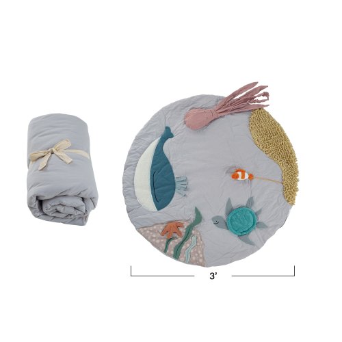 Polyester Roll-Up Playmat with Sea Creatures - Multi - 39.3"L x 39.3"W x 2.0"H - 39.3"L x 39.3"W x 2.0"H