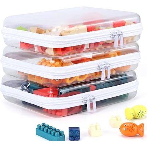 3 Pack Clear Hard Shell Zipper Case, Clear Zipper Pouches Waterproof Makeup Organizer & Travel Toiletry Bag, Plastic Pouch for Office, Home Storage, Medium Size