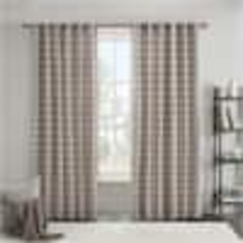 Madison Park Salford Brown 50 in. W x 63 in. L Plaid Rod Pocket and Back Tab Curtain Panel with Fleece Lining (Single Panel) MP40-8679