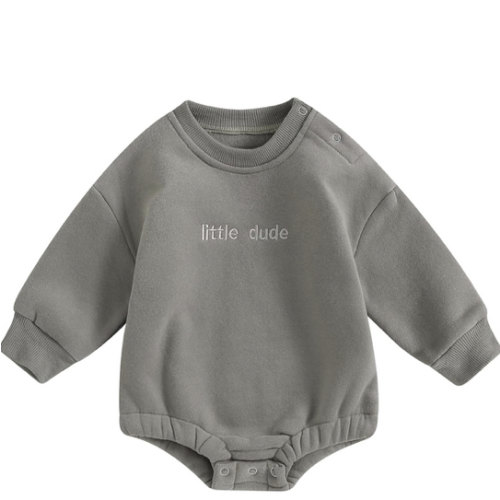 VISGOGO Newborn Infant Baby Boy Girls Oversized Romper Little Dude Sweater Onesie Coming Home Outfit Neutral Clothes
