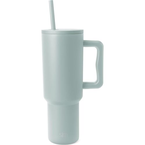 Simple Modern 40 oz Trek Tumbler with Handle and Straw Lid | Cup Holder Friendly Insulated Stainless Steel Travel Mug | Sea Glass Sage