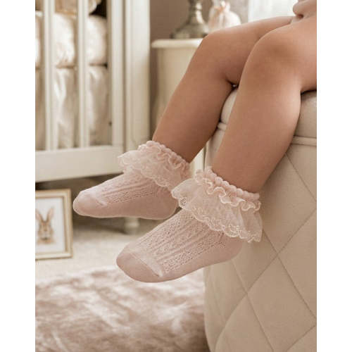 Baby Girl Christening & Baptism Socks Angel Wing Lace Pink – Carriage Boutique