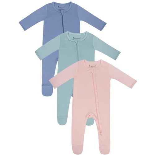 Jimonda Baby Romper Boys Girls Bamboo Pajamas 2-Way Zipper Footed Unisex Zip-Up Sleepers Sleep and Play pjs