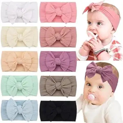 10 Colors Super Stretchy Soft Knot Hair Bows Baby Girl Headbands