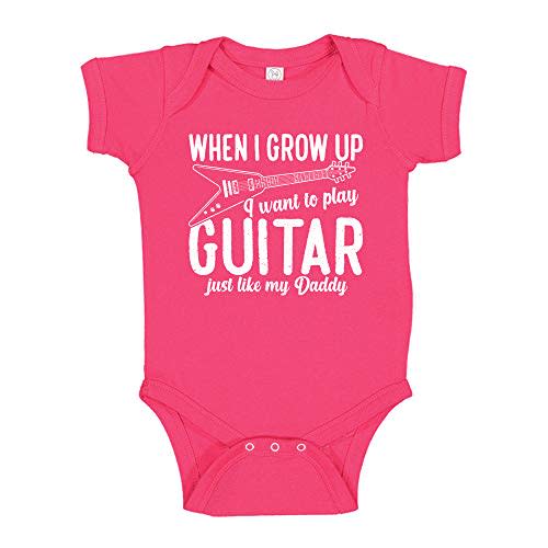 When I Grow Up I Want to Play Guitar Like My Daddy Baby Bodysuit One Piece or Toddler T-Shirt
