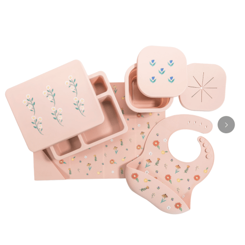 Silicone Mealtime Bundle Wildflower Ripe Peach – Austin Baby Collection
