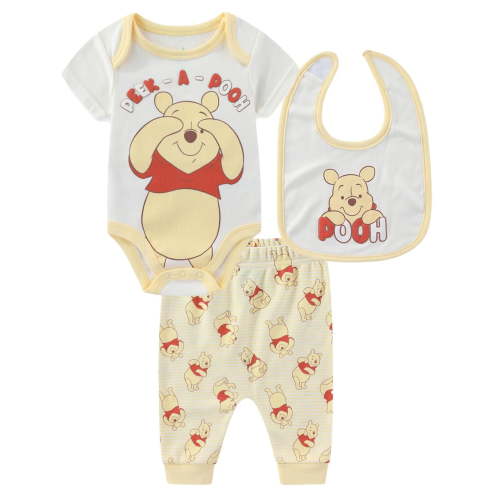 Disney Winnie the Pooh Bodysuit with Bib and Pants Set (Baby Boys), 3 Piece Set, Sizes 3M-9M