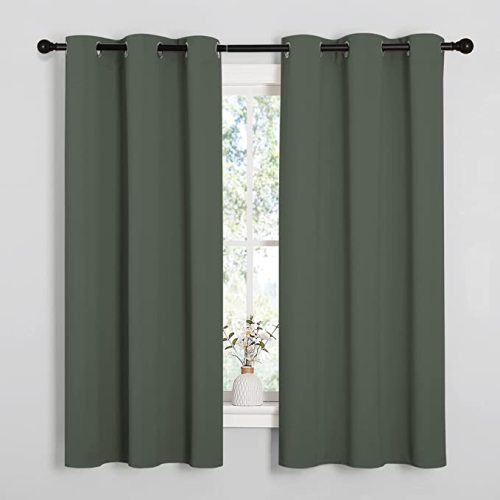 NICETOWN Blackout Curtain Panels, Home Decoration Thermal Insulated Solid Grommet Blackout Drape for Dining Room (Dark Mallard, 1 Pair, 42 by 63-Inch)