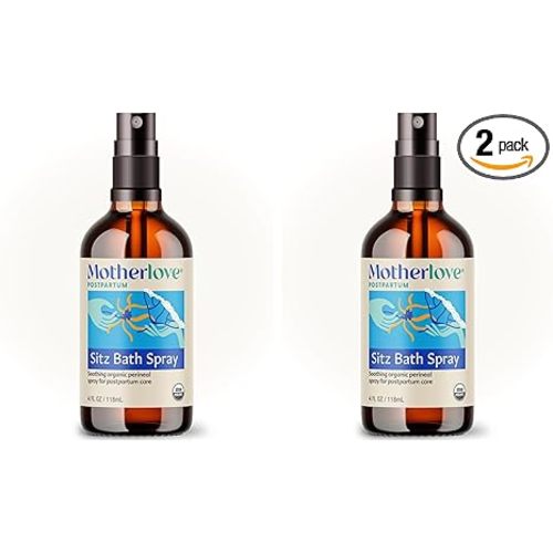 Motherlove Sitz Bath Spray (4 oz Value Size) Sitz Bath for Postpartum Care—Herbal Perineal Spray w/Witch Hazel—USDA Organic, Vegan, & Cruelty Free (Pack of 2)