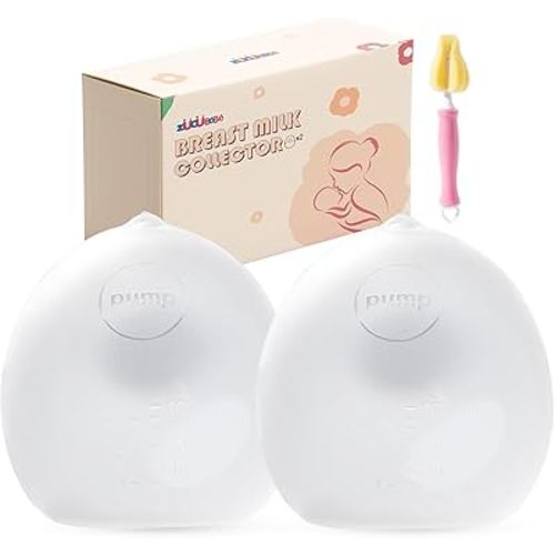 Breast Milk Collector (2 Counts), 3oz/100ml Silicone Breast Milk Collectors for Breastfeeding, Silicone Hands Free Breast Pump,BPA-Free Soft Breast Shel, Breastfeeding Essentials